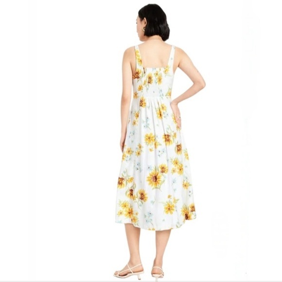 Old Navy Fit & Flare Sleeveless Linen-Blend Midi Dress sundress cottagecore XL - Picture 2 of 9